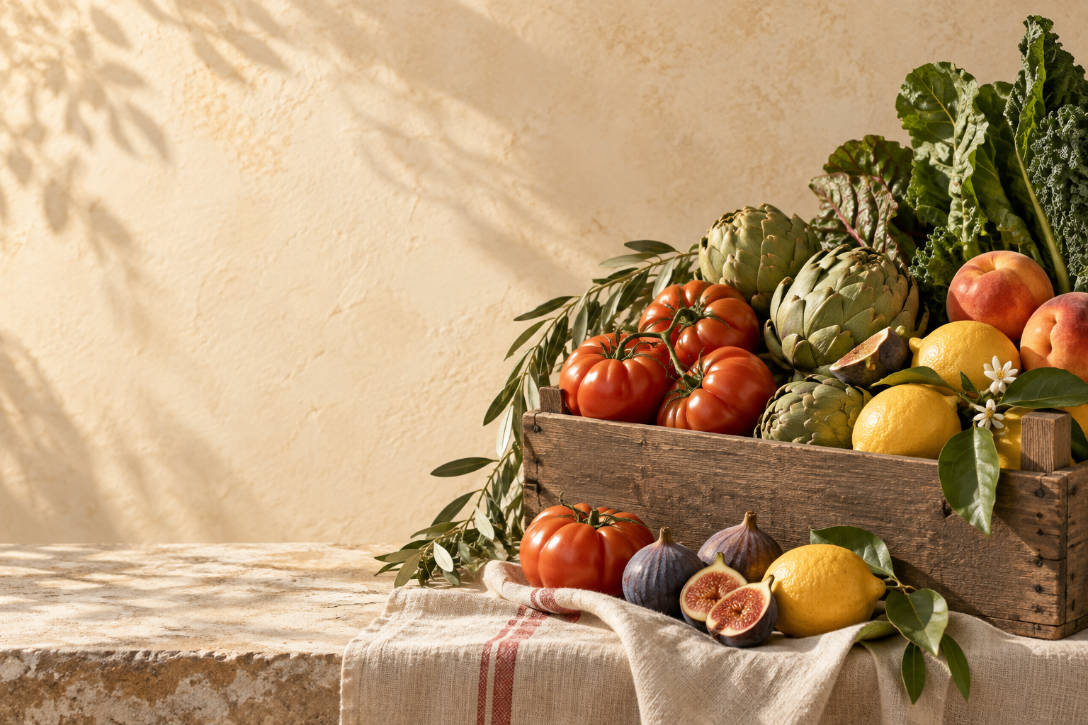 Bodegón ilustrativo de fruta y verdura